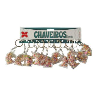 Chaveiro - Unicornio Transp 5cm - Cartela c/12 (C)