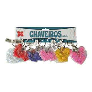 Chaveiro - Coração transp 5,5cm - Cartela c/12 (D)