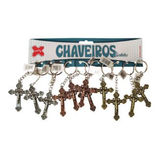 Chaveiro - Crucifixo 6cm- Cartela c/12 (E)