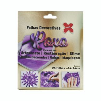 Folha Decorativa Roxo - 14*14Cm C/ 25 Folhas P/ Envepope