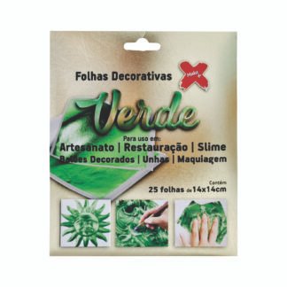 Folha Decorativa Verde - 14*14Cm C/ 25 Folhas P/ Envepope