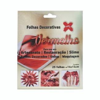 Folha Decorativa Vermelho - 14*14Cm C/ 25 Folhas P/ Envepope
