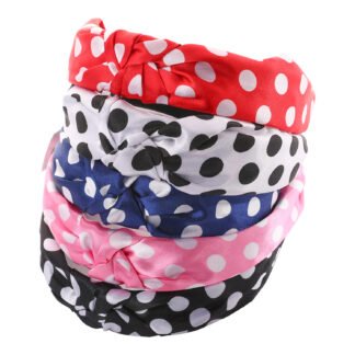 Tiara Turbante com Nó - Estampa Bolinha - Pcte c/ 5