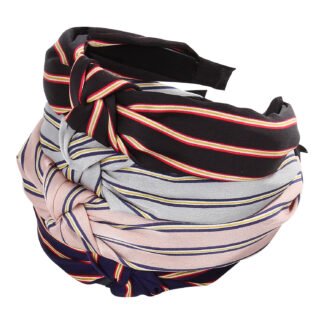 Tiara Turbante com Nó - Estampa Listrado - Pcte c/ 5