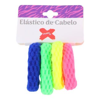 Elastico de Cabelo Neon (2,5cm) - BL c/ 4 - Pcte c/ 12