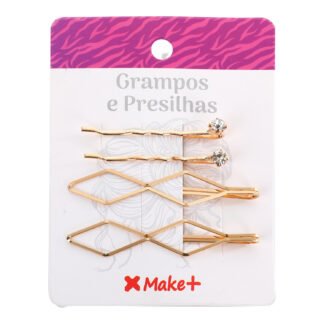 Grampos Geometrico Dourado BL c/ 4 - Pcte c/ 12
