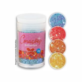 Coração potinho 2 grs c/ 12 Colorido az n, lj neon, rs n, am n