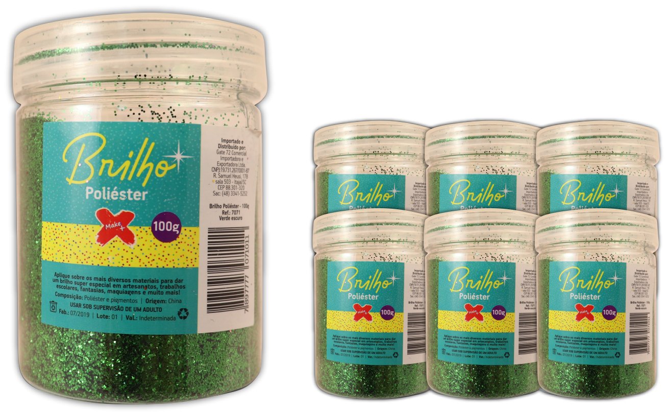 Glitter Poliester Pote 100 grs c/ 6 Verde escuro