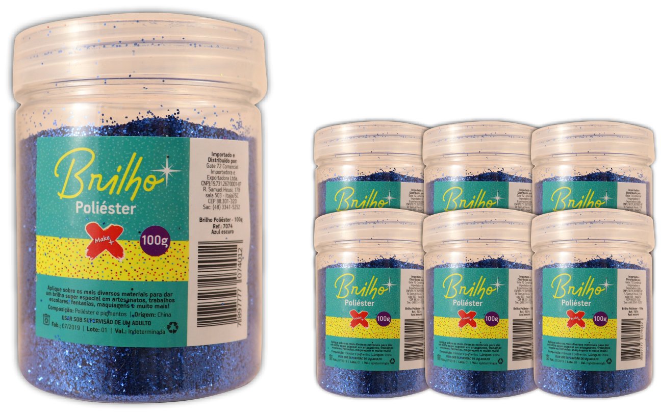 Glitter Poliester Pote 100 grs c/ 6 Azul escuro