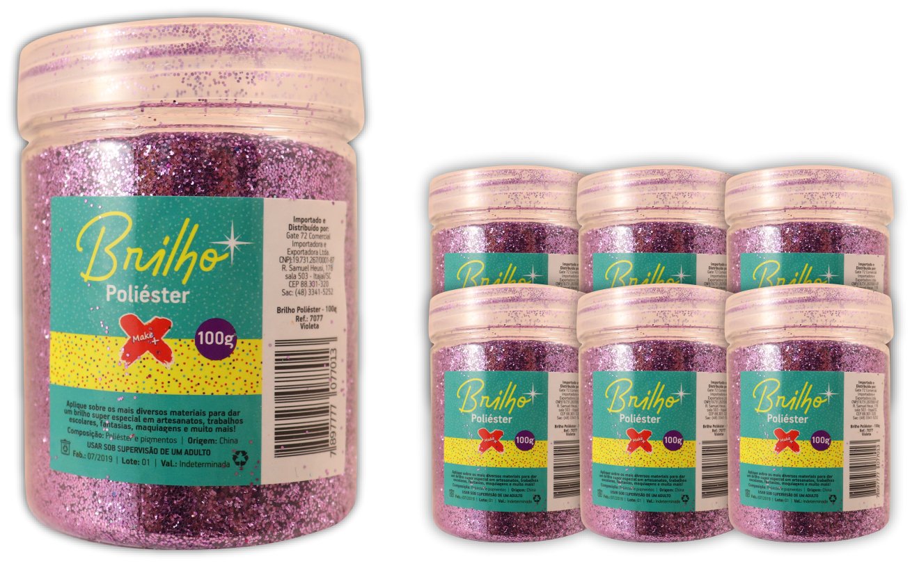 Glitter Poliester Pote 100 grs c/ 6 Violeta