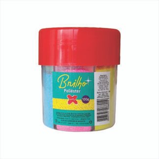 Glitter Poliester Pote 100 grs c/ 6 Divisao dentro do pote (rosa neon/amarelo neon/azul neon / verde neon)