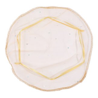 Saco de Organza Redondo 28*28 Dourado Pacote c/ 5