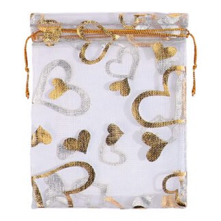 Saco de Organza Estampado 8*10 Prata Pacote c/ 10