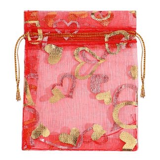 Saco de Organza Estampado 8*10 Vermelho Pacote c/ 10