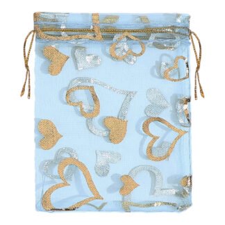 Saco de Organza Estampado 8*10 Azul Pacote c/ 10