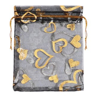 Saco de Organza Estampado 8*10 Preto Pacote c/ 10