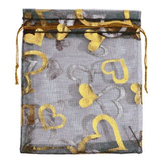 Saco de Organza Estampado 10*15 Preto Pacote c/ 10