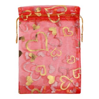 Saco de Organza Estampado 15*18 Vermelho Pacote c/ 10