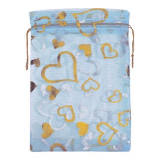 Saco de Organza Estampado 15*18 Azul Pacote c/ 10