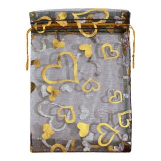 Saco de Organza Estampado 15*18 Preto Pacote c/ 10