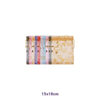 Saco de Organza Estampado 15*18 Sortido Pacote c/ 10