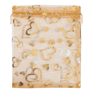 Saco de Organza Estampado 18*25 Dourado Pacote c/ 10