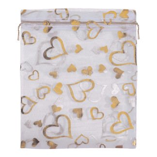 Saco de Organza Estampado 18*25 Prata Pacote c/ 10