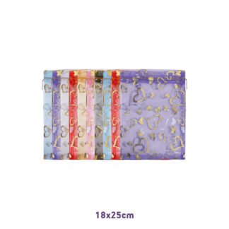 Saco de Organza Estampado 18*25 Sortido Pacote c/ 10
