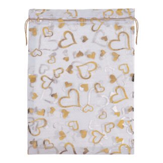 Saco de Organza Estampado 20*30 Prata Pacote c/ 5