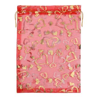 Saco de Organza Estampado 20*30 Vermelho Pacote c/ 5