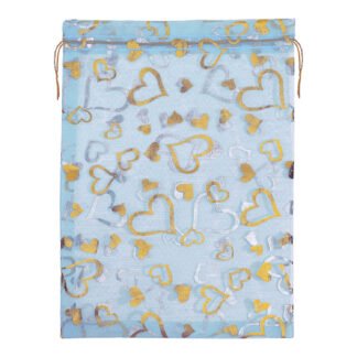 Saco de Organza Estampado 20*30 Azul Pacote c/ 5