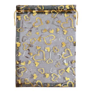 Saco de Organza Estampado 20*30 Preto Pacote c/ 5