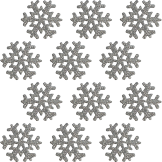 Aplique Ades. 3 Cm - Glitter Prata - Cartela C/ 12 Un - "Neve"