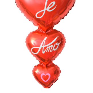 Balão Metalizado Coração Triplo 98x49 cm