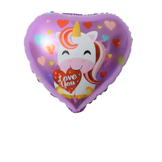 Balão Metalizado Coração Unicornio 18' - 45 cm