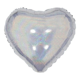 Balão Metalizado 18' - 45 cm Coração Prata Holografico
