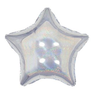 Balão Metalizado 18' - 45 cm Estrela Prata Holografico