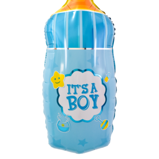 Balão Metalizado Mamadeira Azul 19,5x44 cm