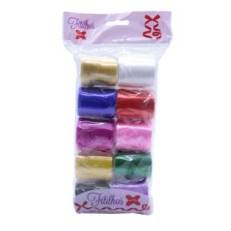 FITILHO 5MMX50M MISTO CINTILANTE - PCT C/ 10 ROLOS (BRANCO - DOURADO - VERMELHO - AZUL - ROSA - PINK - VERDE - LARANJA - LILAS - PRETO)