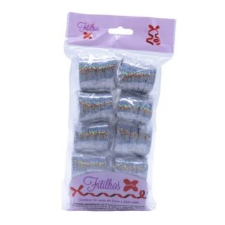 FITILHO 5MMX20M METALIZADO HOLOGRAFICO PRATA - PCT C/ 10 ROLOS