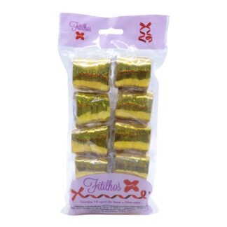 FITILHO 5MMX20M METALIZADO HOLOGRAFICO DOURADO - PCT C/ 10 ROLOS