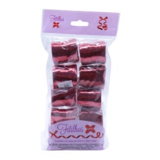 FITILHO 5MMX20M METALIZADO HOLOGRAFICO VERMELHO - PCT C/ 10 ROLOS