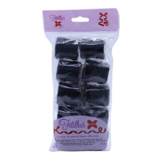 FITILHO 5MMX20M METALIZADO HOLOGRAFICO PRETO - PCT C/ 10 ROLOS