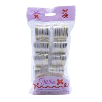 FITILHO 5MMX20M BRANCO COM FILETE DOURADO - PCT C/ 10 ROLOS