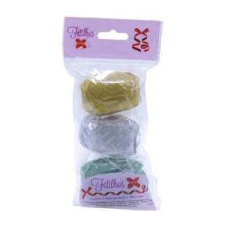 FITILHO 5MMX10M MISTO GLLITTER - PCT C/ 3 ROLOS (DOURADO, PRATA E VERDE)