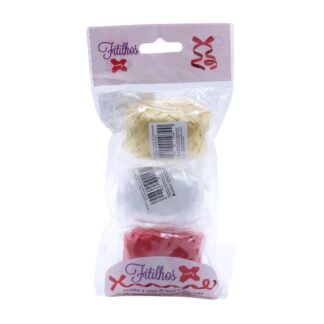 FITILHO 5MMX10M MISTO LISO - PCT C/ 3 ROLOS (VERMELHO,BRANCO, DOURADO)