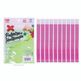 Pulseira de identificação e festa MAKE+ tam 1.9*25cm - PACOTE C/ 100 - ROSA NEON