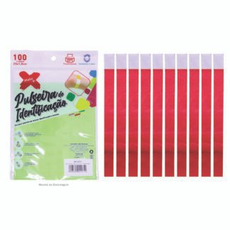 Pulseira de identificação e festa MAKE+ tam 1.9*25cm - PACOTE C/ 100 - VERMELHO