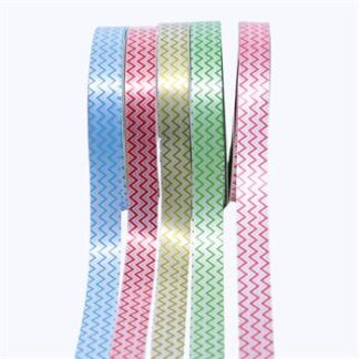 Fita plastica decorativa 15mmx50m - SORTIDO CHEVRON - PCT C/ 5 (dr, vm, az, pk, vd)