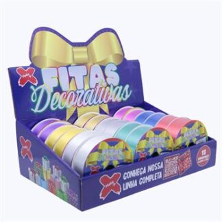 Fita plastica decorativa 30mmx10m - CORES LISAS - CX C/ 18 (br,vm,am,pk,az es,vd es,pr,dr,rx)
